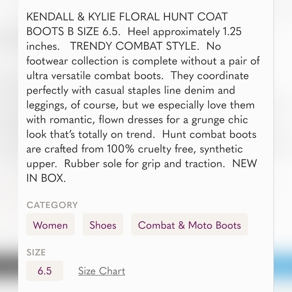Kendall & Kylie Floral Combat Boots Women's Size 6.5 NWT - NIB - Picture 9 of 11